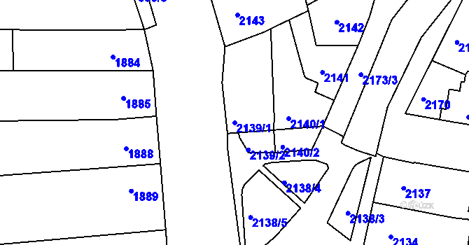 Parcela st. 2139/1 v KÚ Černovice, Katastrální mapa