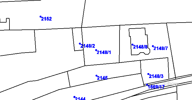 Parcela st. 2148/1 v KÚ Černovice, Katastrální mapa