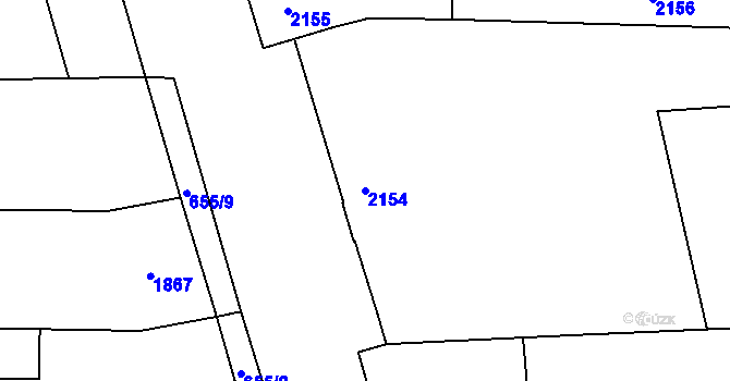 Parcela st. 2154 v KÚ Černovice, Katastrální mapa