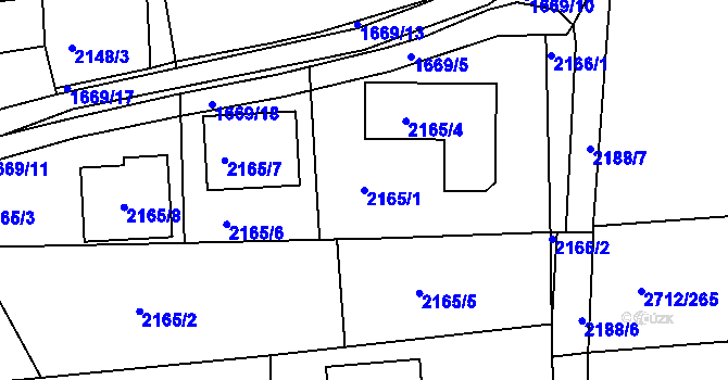 Parcela st. 2165/1 v KÚ Černovice, Katastrální mapa