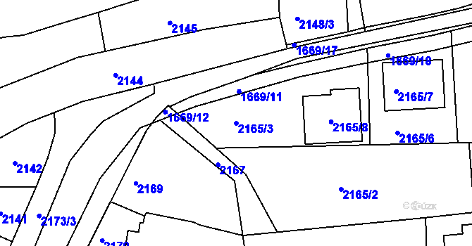 Parcela st. 2165/3 v KÚ Černovice, Katastrální mapa