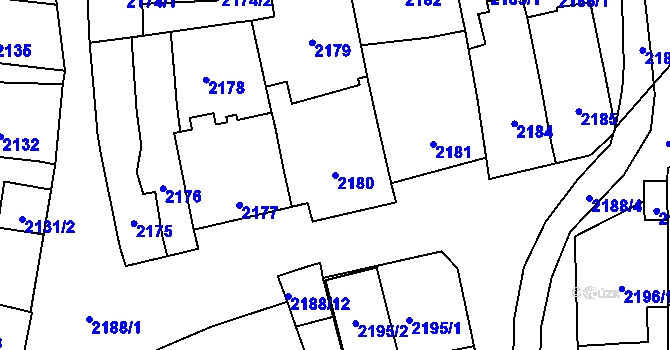 Parcela st. 2180 v KÚ Černovice, Katastrální mapa