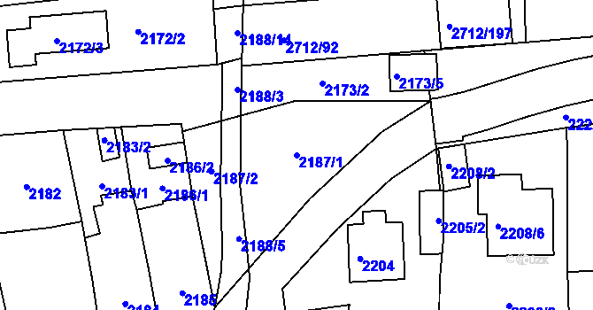 Parcela st. 2187/1 v KÚ Černovice, Katastrální mapa
