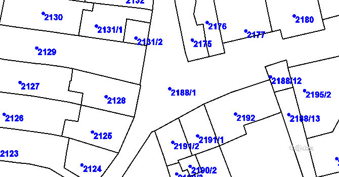 Parcela st. 2188/1 v KÚ Černovice, Katastrální mapa