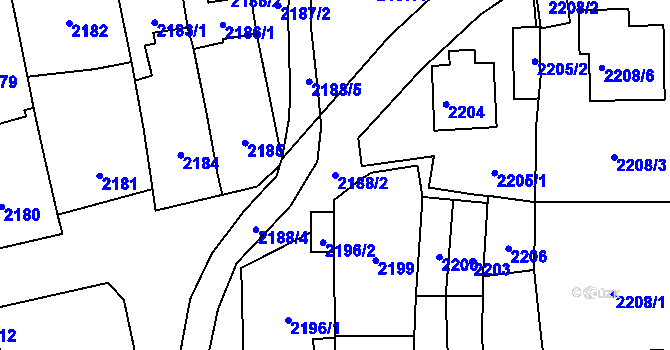 Parcela st. 2188/2 v KÚ Černovice, Katastrální mapa