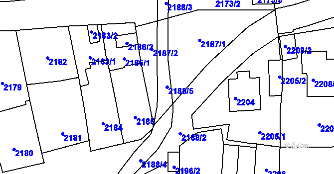 Parcela st. 2188/5 v KÚ Černovice, Katastrální mapa