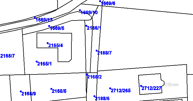 Parcela st. 2188/7 v KÚ Černovice, Katastrální mapa