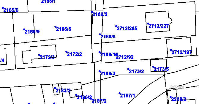 Parcela st. 2188/14 v KÚ Černovice, Katastrální mapa