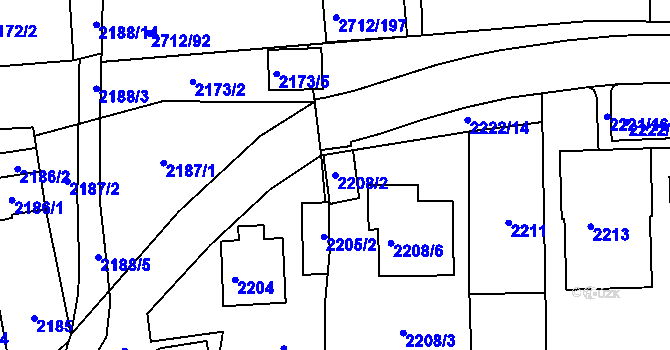 Parcela st. 2208/2 v KÚ Černovice, Katastrální mapa
