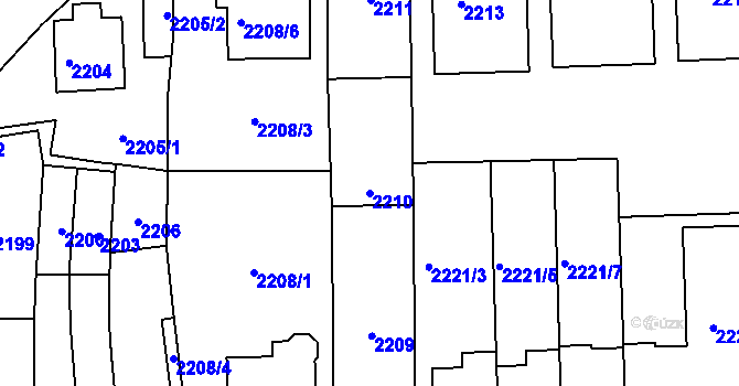 Parcela st. 2210 v KÚ Černovice, Katastrální mapa