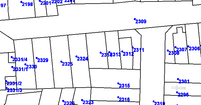 Parcela st. 2314 v KÚ Černovice, Katastrální mapa