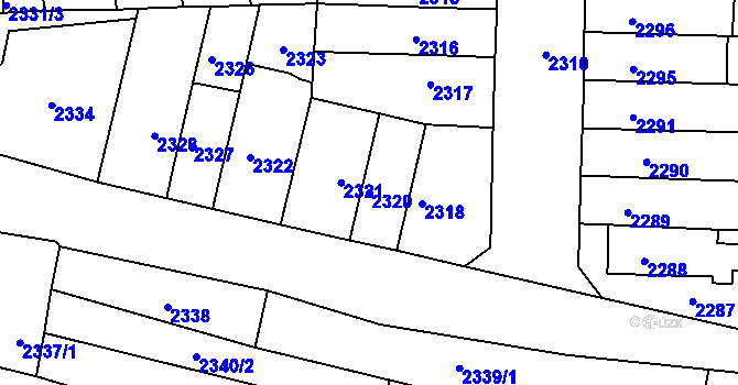Parcela st. 2320 v KÚ Černovice, Katastrální mapa