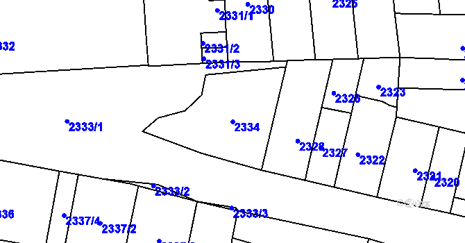 Parcela st. 2334 v KÚ Černovice, Katastrální mapa