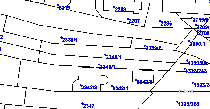 Parcela st. 2340/1 v KÚ Černovice, Katastrální mapa