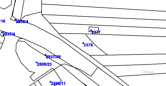 Parcela st. 2378 v KÚ Černovice, Katastrální mapa