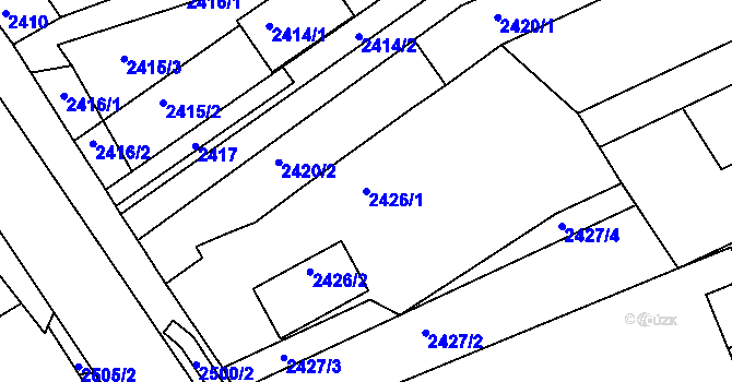 Parcela st. 2426/1 v KÚ Černovice, Katastrální mapa