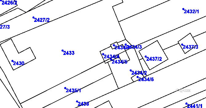Parcela st. 2434/4 v KÚ Černovice, Katastrální mapa