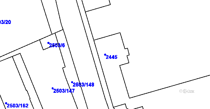 Parcela st. 2445 v KÚ Černovice, Katastrální mapa
