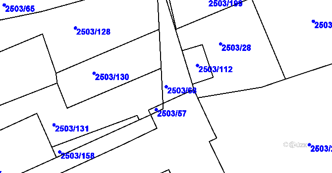 Parcela st. 2503/68 v KÚ Černovice, Katastrální mapa