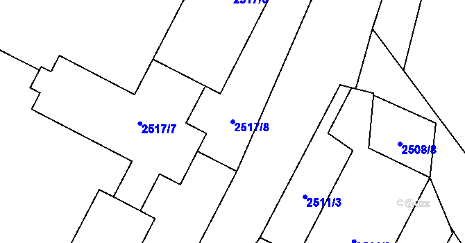 Parcela st. 2517/8 v KÚ Černovice, Katastrální mapa
