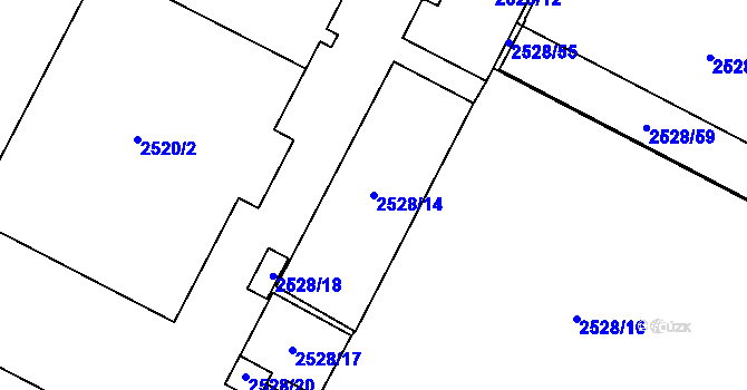 Parcela st. 2528/14 v KÚ Černovice, Katastrální mapa