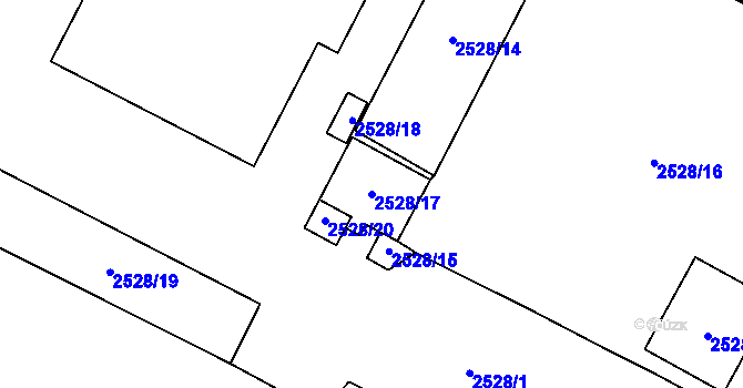 Parcela st. 2528/17 v KÚ Černovice, Katastrální mapa