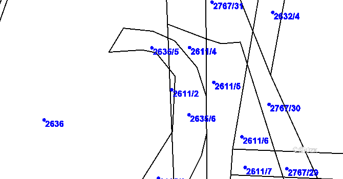 Parcela st. 2611/2 v KÚ Černovice, Katastrální mapa