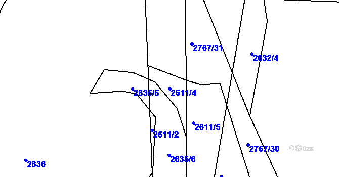 Parcela st. 2611/4 v KÚ Černovice, Katastrální mapa