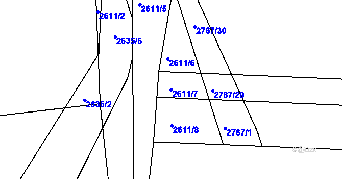 Parcela st. 2611/7 v KÚ Černovice, Katastrální mapa
