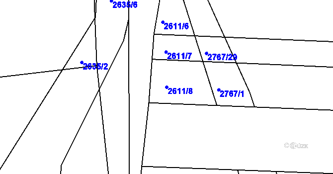 Parcela st. 2611/8 v KÚ Černovice, Katastrální mapa