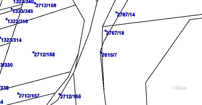 Parcela st. 2615/7 v KÚ Černovice, Katastrální mapa
