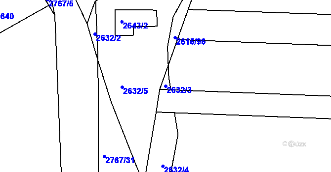 Parcela st. 2632/3 v KÚ Černovice, Katastrální mapa