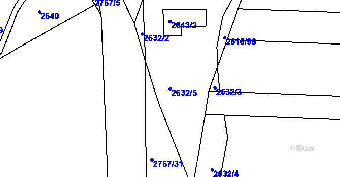 Parcela st. 2632/5 v KÚ Černovice, Katastrální mapa