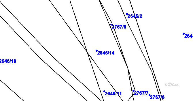 Parcela st. 2646/14 v KÚ Černovice, Katastrální mapa