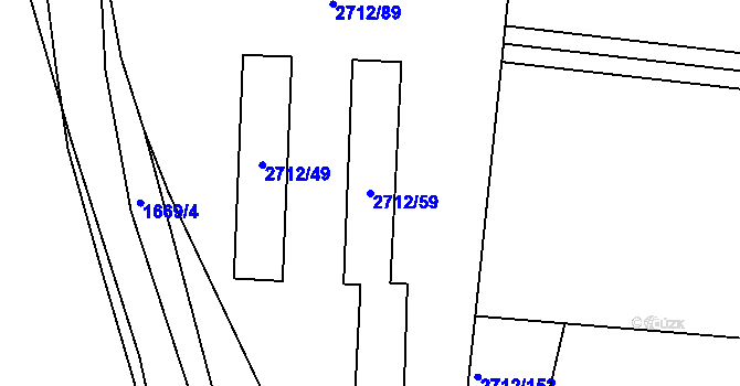 Parcela st. 2712/59 v KÚ Černovice, Katastrální mapa