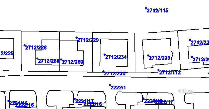 Parcela st. 2712/234 v KÚ Černovice, Katastrální mapa