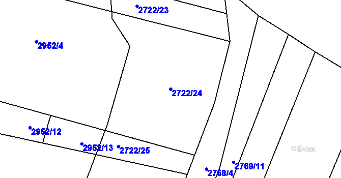 Parcela st. 2722/24 v KÚ Černovice, Katastrální mapa