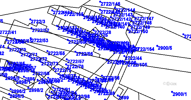 Parcela st. 2722/29 v KÚ Černovice, Katastrální mapa