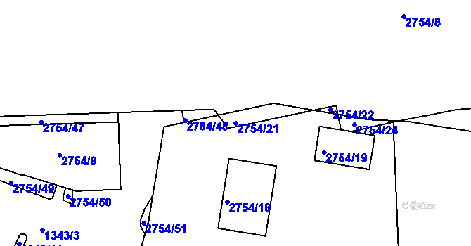 Parcela st. 2754/21 v KÚ Černovice, Katastrální mapa
