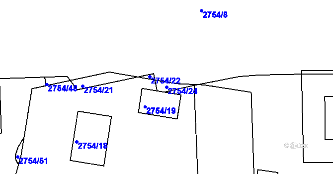 Parcela st. 2754/24 v KÚ Černovice, Katastrální mapa
