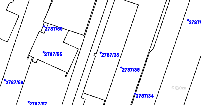 Parcela st. 2787/33 v KÚ Černovice, Katastrální mapa