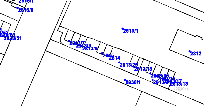 Parcela st. 2815 v KÚ Černovice, Katastrální mapa