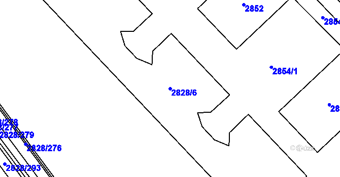 Parcela st. 2828/6 v KÚ Černovice, Katastrální mapa