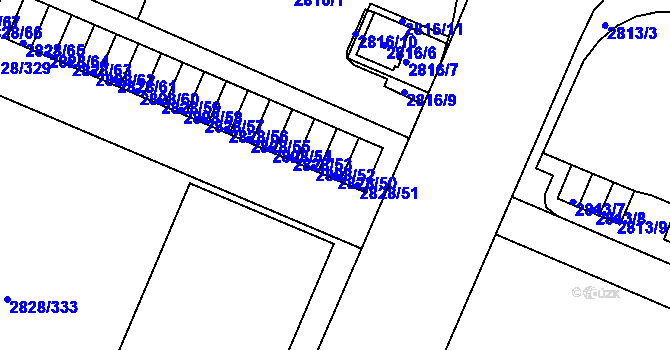 Parcela st. 2828/50 v KÚ Černovice, Katastrální mapa