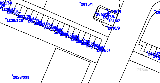 Parcela st. 2828/53 v KÚ Černovice, Katastrální mapa