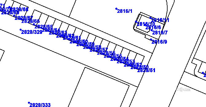 Parcela st. 2828/55 v KÚ Černovice, Katastrální mapa