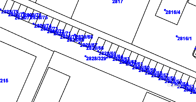 Parcela st. 2828/65 v KÚ Černovice, Katastrální mapa