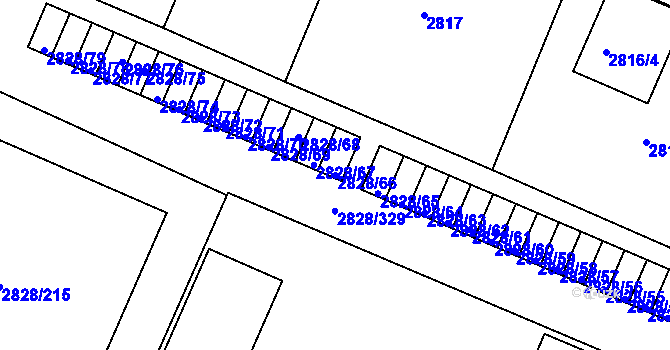 Parcela st. 2828/66 v KÚ Černovice, Katastrální mapa