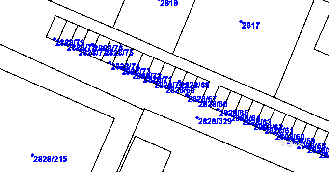 Parcela st. 2828/69 v KÚ Černovice, Katastrální mapa