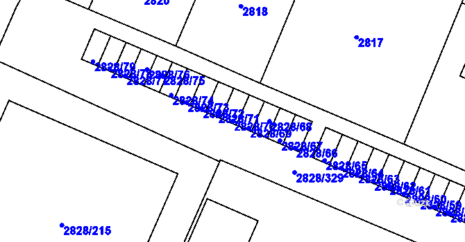 Parcela st. 2828/70 v KÚ Černovice, Katastrální mapa